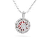Sterling Silver Red VVS Moissanite Halo Pendant Necklace Back