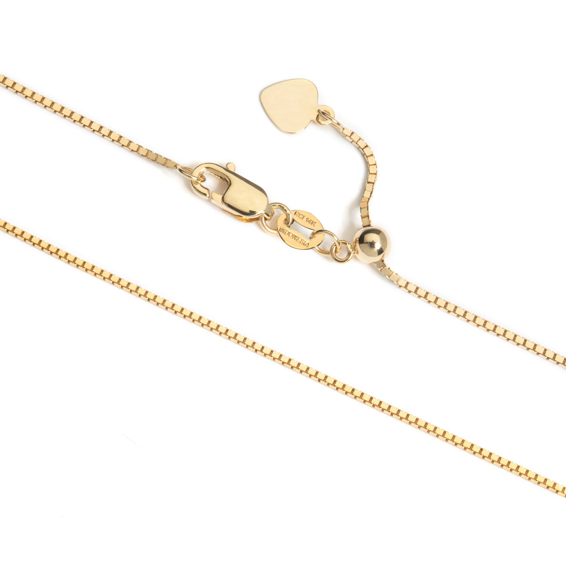 Adjustable Box Link Chain Necklace | 14K Gold or Sterling Silver | Up to 24" Length - Adora Fine Jewelry