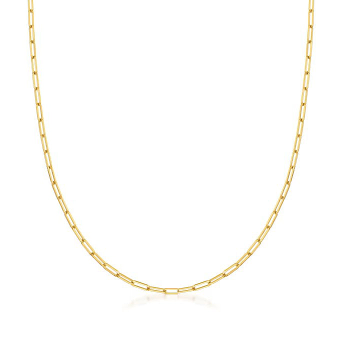 PaperClip Link Chain Necklace | 14K Yellow Gold or 14K White Gold | 2.7mm | 18 Inch length - Adora Fine Jewelry