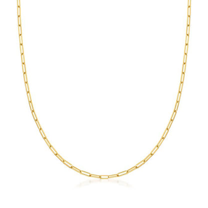PaperClip Link Chain Necklace | 14K Yellow Gold or 14K White Gold | 2.7mm | 18 Inch length - Adora Fine Jewelry